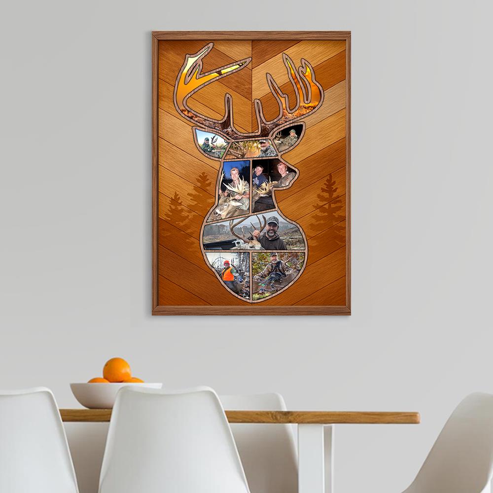 Personalized Deer Hunting Memories, Custom Hunting Collage Canvas, Gift for Hunting Dad, Deer Hunting Gift, Best Gift For Deer Hunters Nh00