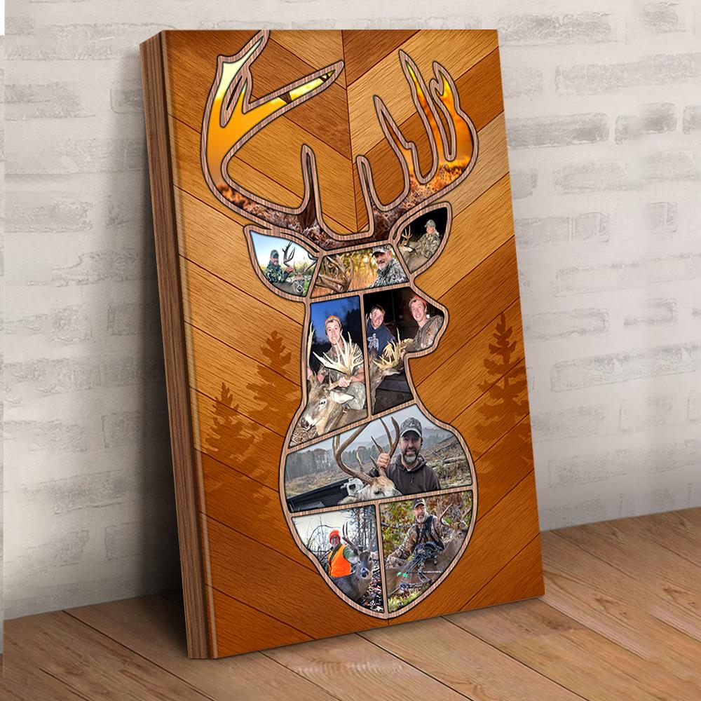 Personalized Deer Hunting Memories, Custom Hunting Collage Canvas, Gift for Hunting Dad, Deer Hunting Gift, Best Gift For Deer Hunters Nh00
