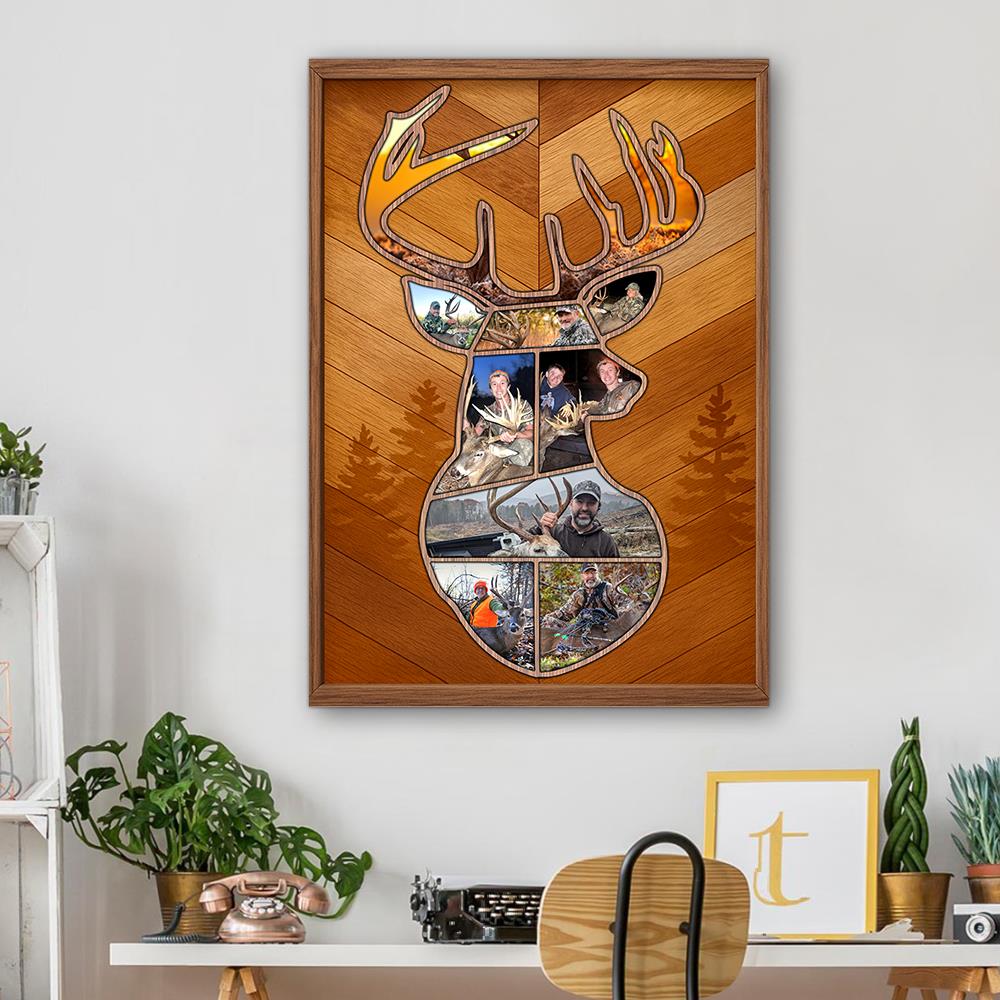 Personalized Deer Hunting Memories, Custom Hunting Collage Canvas, Gift for Hunting Dad, Deer Hunting Gift, Best Gift For Deer Hunters Nh00