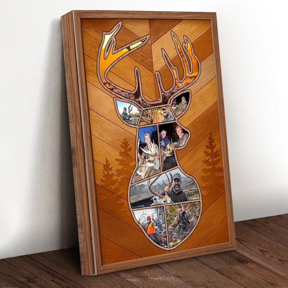 Personalized Deer Hunting Memories, Custom Hunting Collage Canvas, Gift for Hunting Dad, Deer Hunting Gift, Best Gift For Deer Hunters Nh00