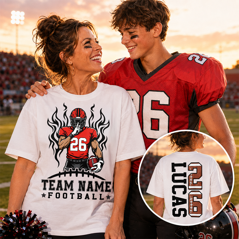 Personalized Team Football Shirt With Kids Name & Number Fall Football Season Shirt L0411 Hv01