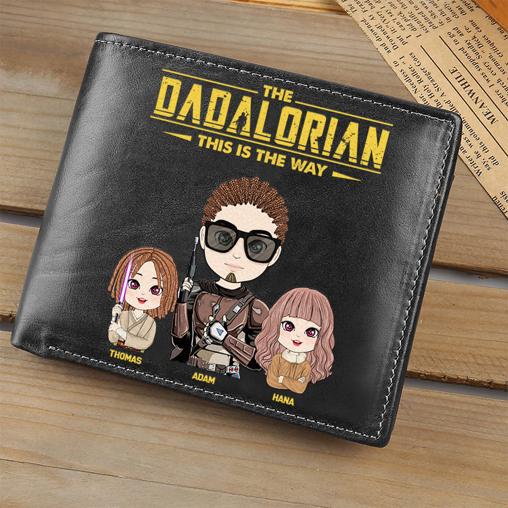 The Dadalorian This Is The Way Personalized Leather Wallet Gift For Dad - Custom Cute Art Nickname With Kids