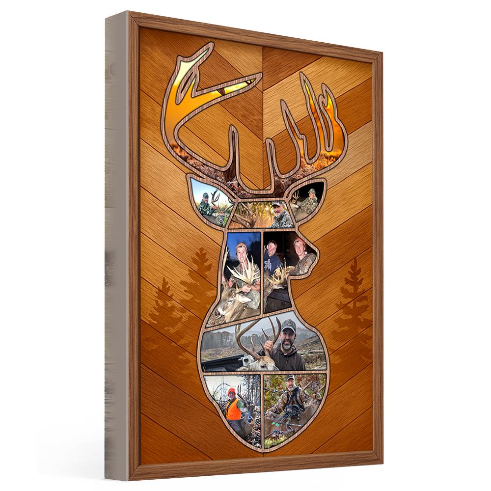 Personalized Deer Hunting Memories, Custom Hunting Collage Canvas, Gift for Hunting Dad, Deer Hunting Gift, Best Gift For Deer Hunters Nh00