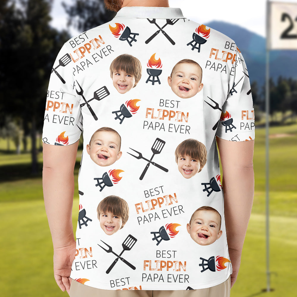 Personalized Best Flippin' Dad Ever Polo Shirt with Face, Father's Day ...