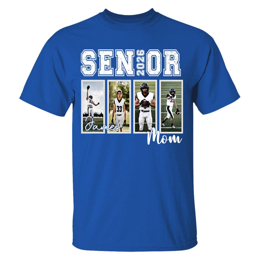 Custom 2026 Senior Football Mom Shirt, Custom Football Player Photos Shirt, Football Mama Shirt with Name & Jersey Number, Senior Night Tee Nh00