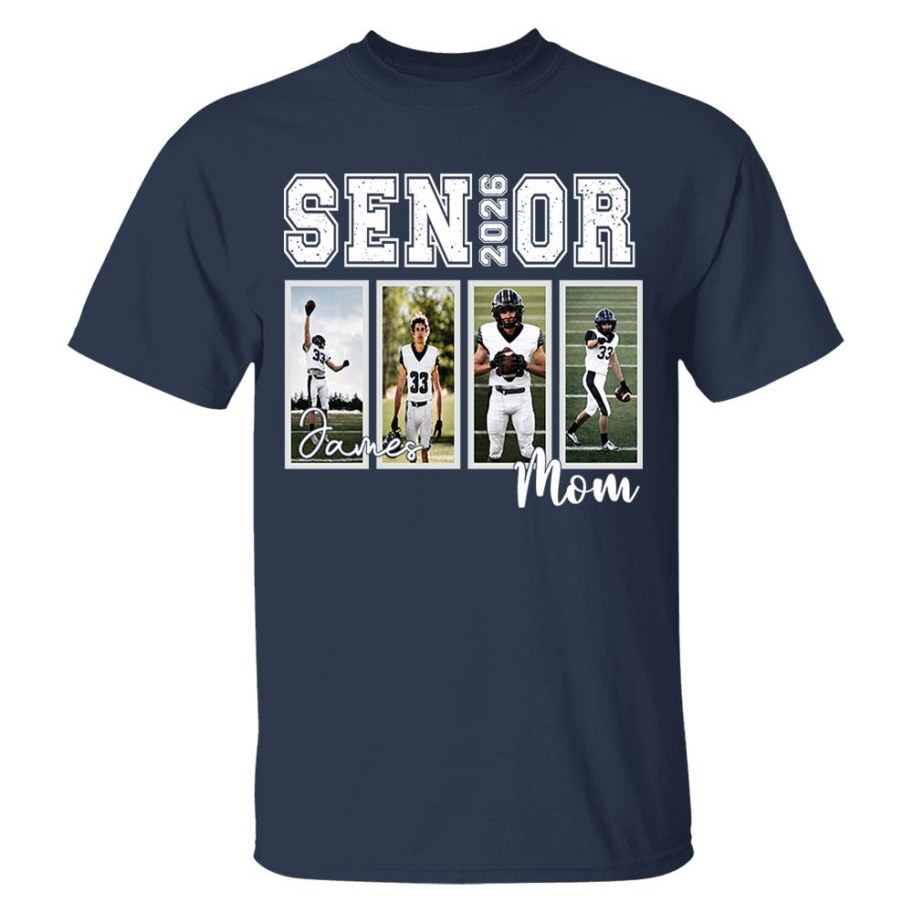 Custom 2026 Senior Football Mom Shirt, Custom Football Player Photos Shirt, Football Mama Shirt with Name & Jersey Number, Senior Night Tee Nh00