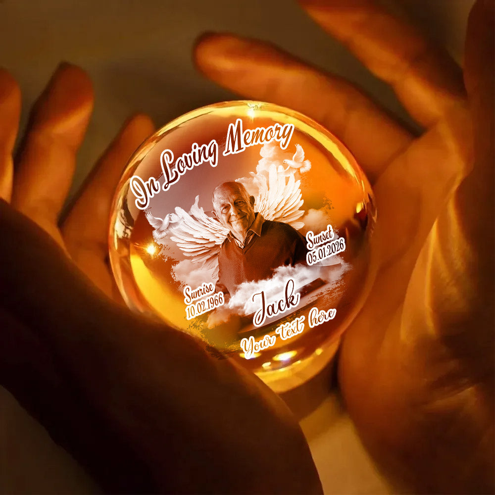 Custom Upload Photo In Loving Memory Crystal Ball LED Night Light A2110