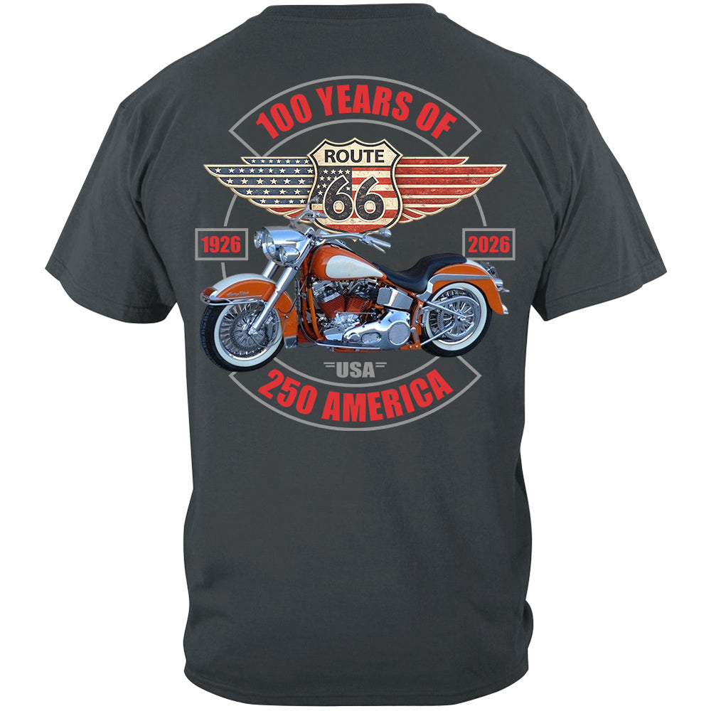 Celebrate 100 Years of Road Route 66 and America 250th Anniversary - Personalized Upload Vechicle Photo For Biker Shirt A2110