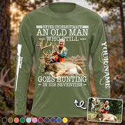 Never Underestimate An Old Man Hunting - Custom Photo Hunting Shirt - Gift for Dad, Grandpa, Hunters A2110 Pt99