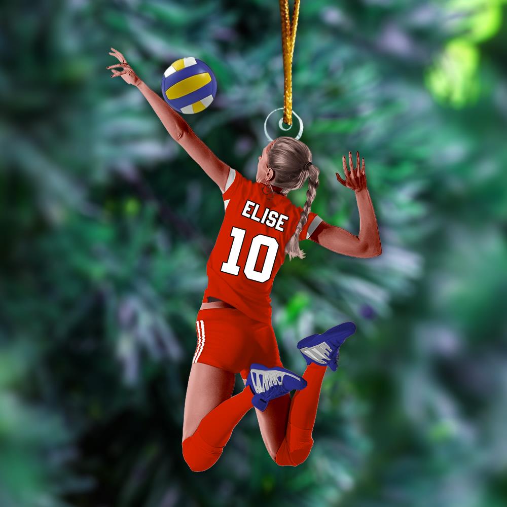 Personalized Volleyball Player Christmas Ornament, Custom Name Number Volleyball Girl Ornament|Volleyball Team Gift, Volleyball Lover Gifts