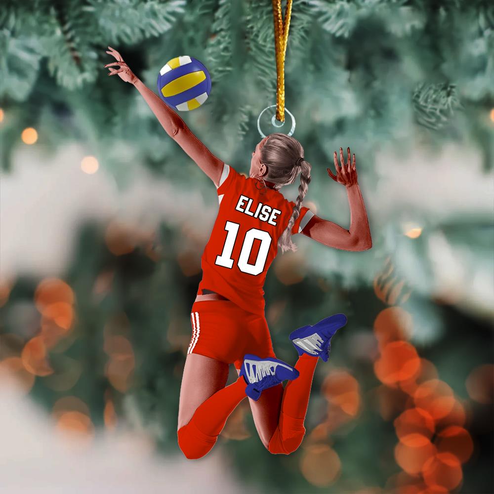 Personalized Volleyball Player Christmas Ornament, Custom Name Number Volleyball Girl Ornament|Volleyball Team Gift, Volleyball Lover Gifts