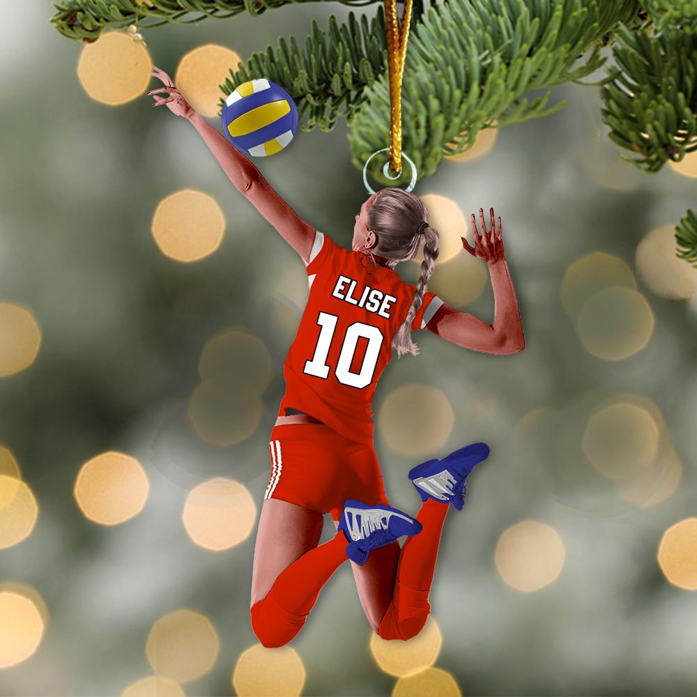 Personalized Volleyball Player Christmas Ornament, Custom Name Number Volleyball Girl Ornament|Volleyball Team Gift, Volleyball Lover Gifts