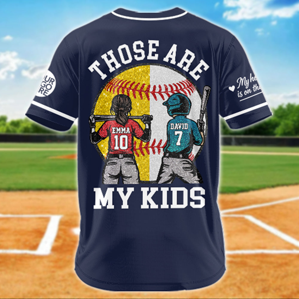 Baseball Softball Mom Ballpark Mom - Personalized Baseball Jersey - Those Are My Kids Baseball Jersey Gift For Sport Family T1807 Pt99