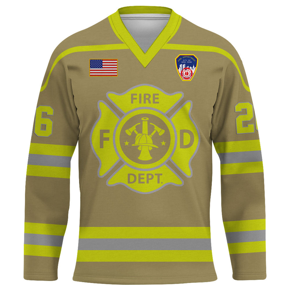 Custom Firefighter Hockey Jersey Number Department Can Be Changed Gift For Firefighter K1702 Trhn