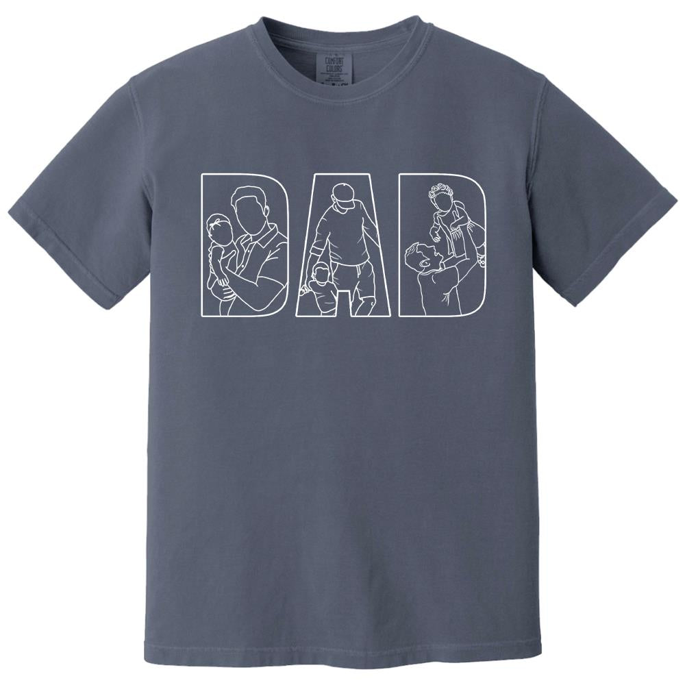 Custom Dad Shirt Portrait From Photo, Personalized Dad Photo Outline Shirt, Custom Photo Shirt For Dad, Father's Day Shirts, Papa Shirt Hv01