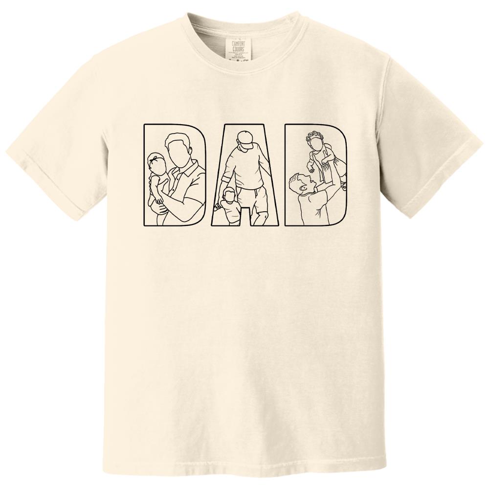 Custom Dad Shirt Portrait From Photo, Personalized Dad Photo Outline Shirt, Custom Photo Shirt For Dad, Father's Day Shirts, Papa Shirt Hv01