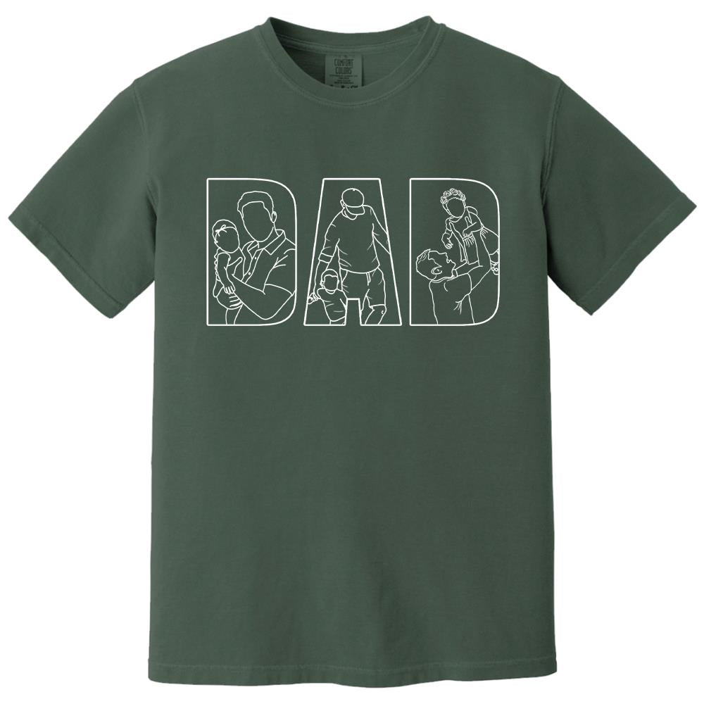 Custom Dad Shirt Portrait From Photo, Personalized Dad Photo Outline Shirt, Custom Photo Shirt For Dad, Father's Day Shirts, Papa Shirt Hv01