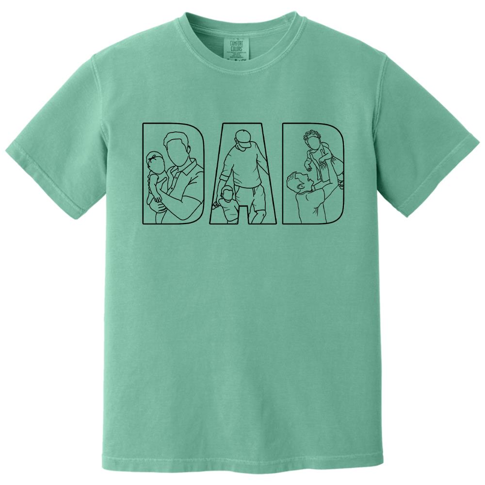 Custom Dad Shirt Portrait From Photo, Personalized Dad Photo Outline Shirt, Custom Photo Shirt For Dad, Father's Day Shirts, Papa Shirt Hv01