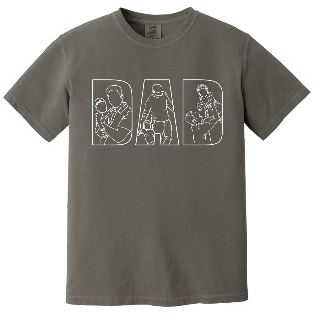 Custom Dad Shirt Portrait From Photo, Personalized Dad Photo Outline Shirt, Custom Photo Shirt For Dad, Father's Day Shirts, Papa Shirt Hv01