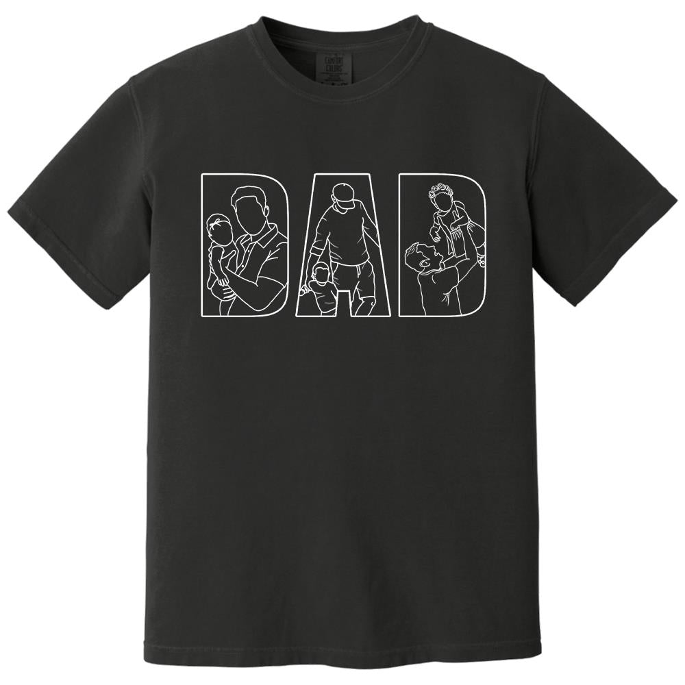 Custom Dad Shirt Portrait From Photo, Personalized Dad Photo Outline Shirt, Custom Photo Shirt For Dad, Father's Day Shirts, Papa Shirt Hv01