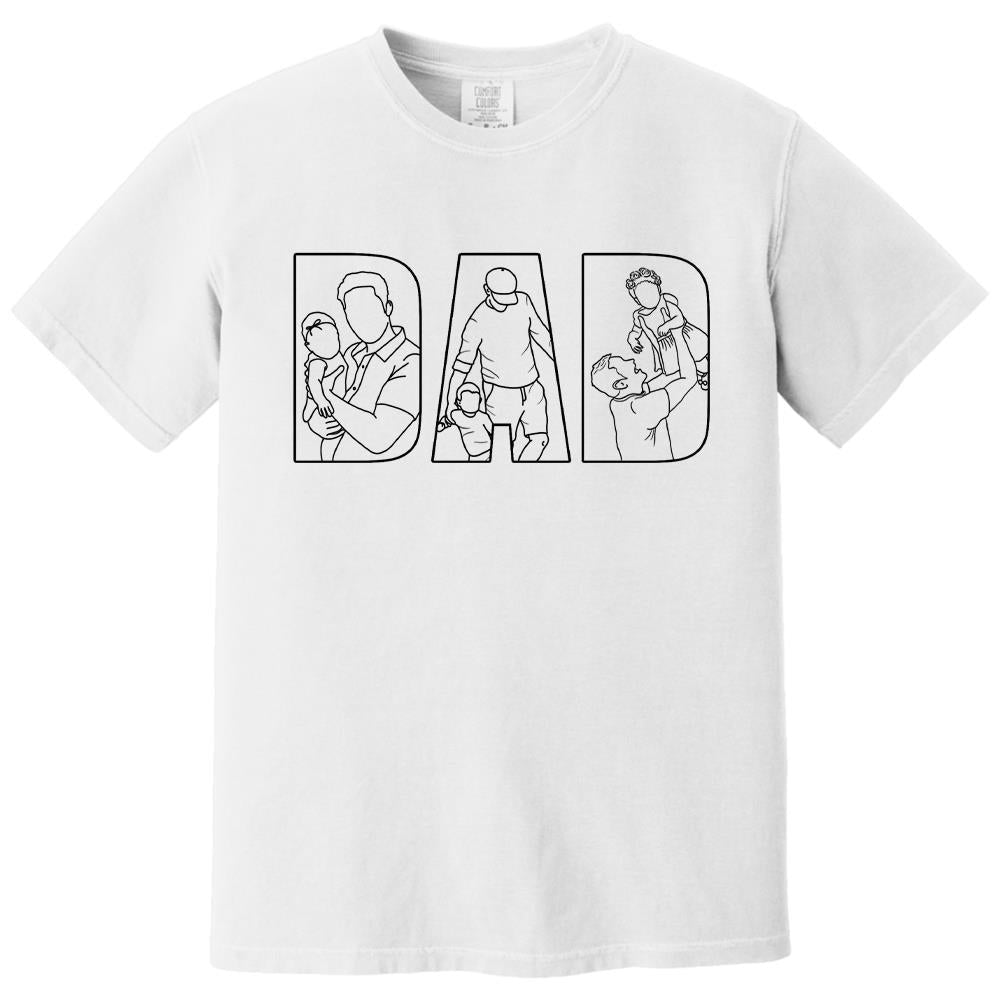 Custom Dad Shirt Portrait From Photo, Personalized Dad Photo Outline Shirt, Custom Photo Shirt For Dad, Father's Day Shirts, Papa Shirt Hv01