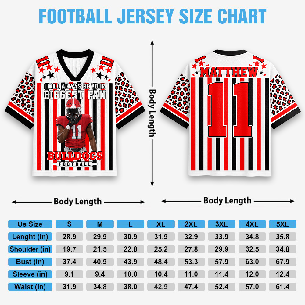 Personalized Football Jersey with Player Photo, Custom Team Name & Mascot, “I Will Always Be Your Biggest Fan” Gift for Football Mom & Grandma Hv01
