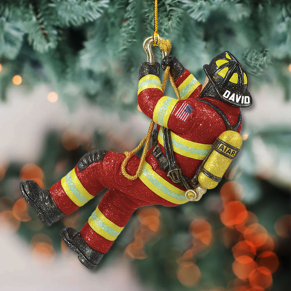 Personalized Firefighter Christmas Ornament - Custom Fireman Gift Pt99