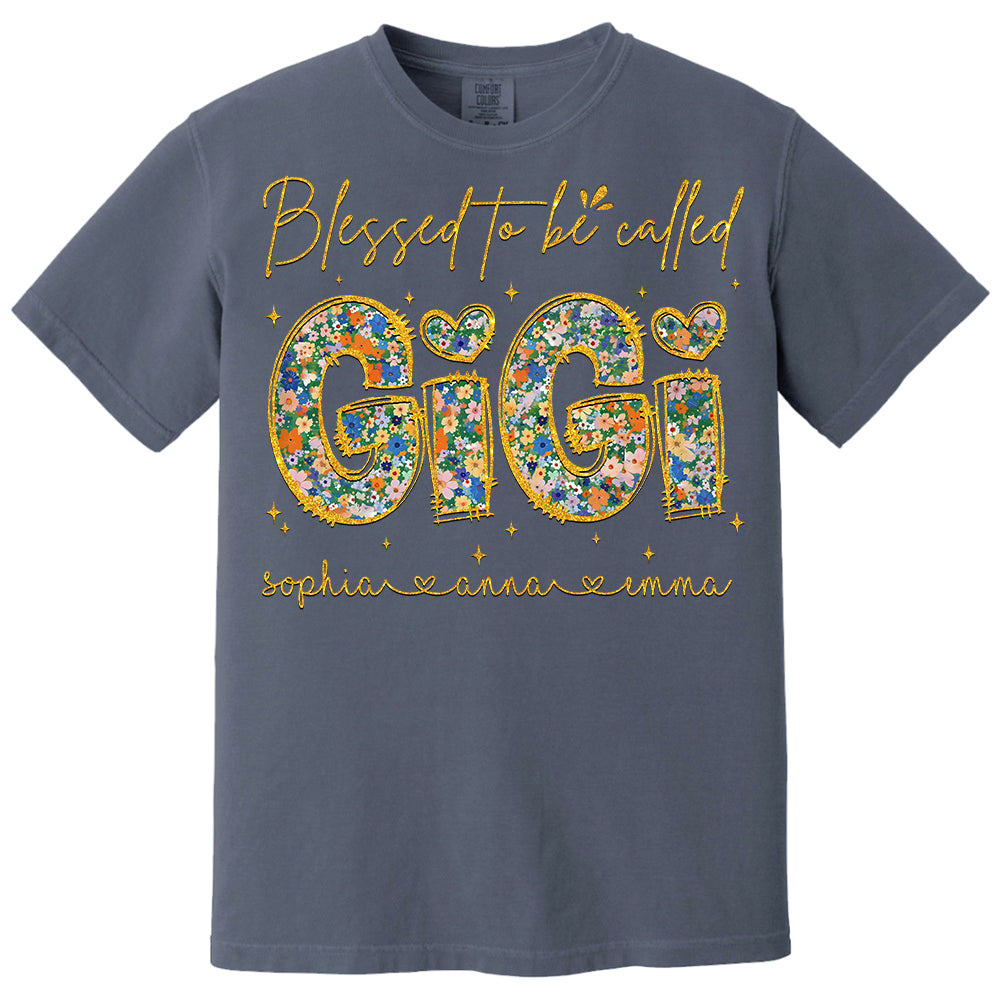 Blessed To Be Called Gigi - Custom Nickname & Kid Floral Shirt For Mother's Day NA04 Tm01