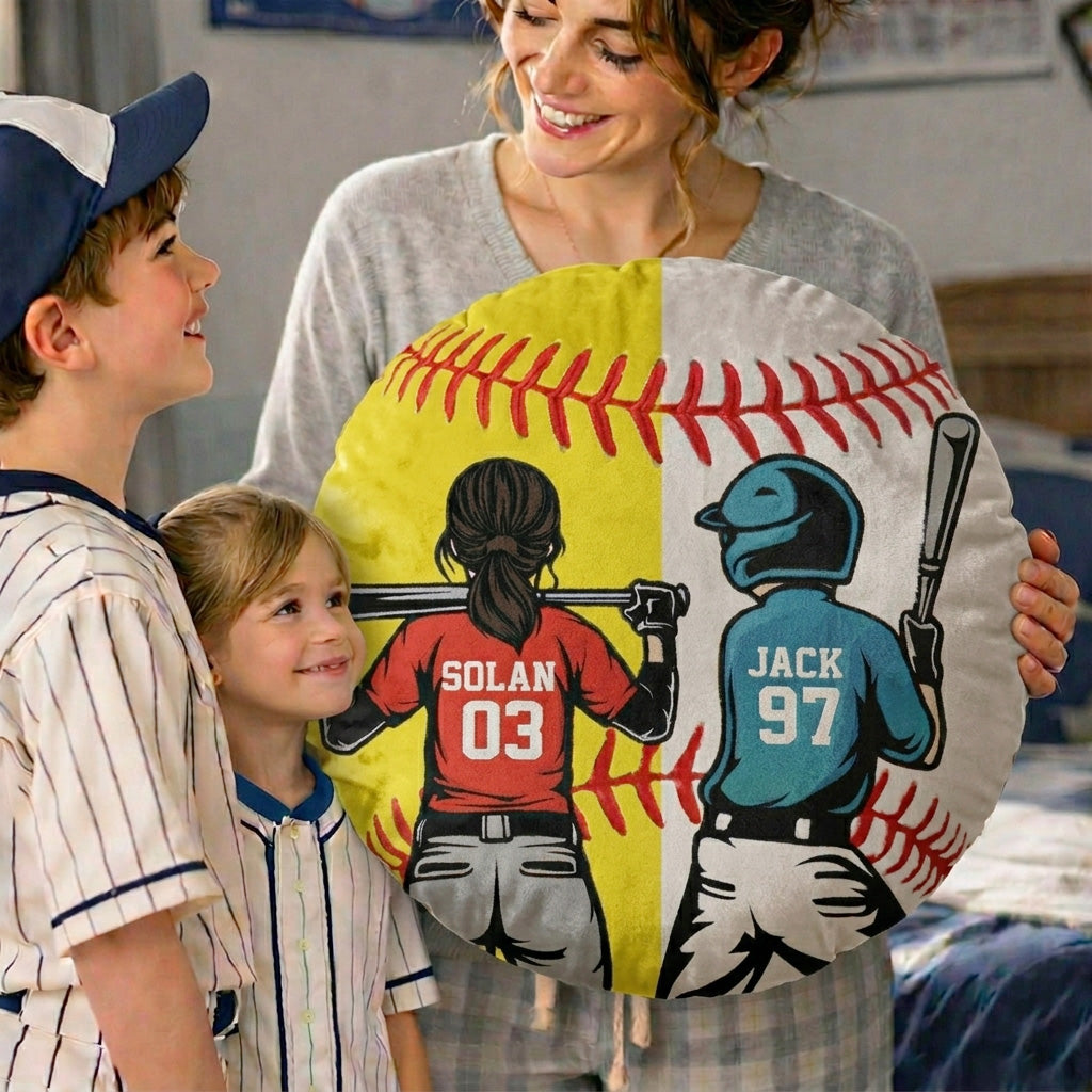 Personalized Baseball Softball Ballpark Player Pillow Custom Name Number Player Gift For Sport Lovers T1807 T24