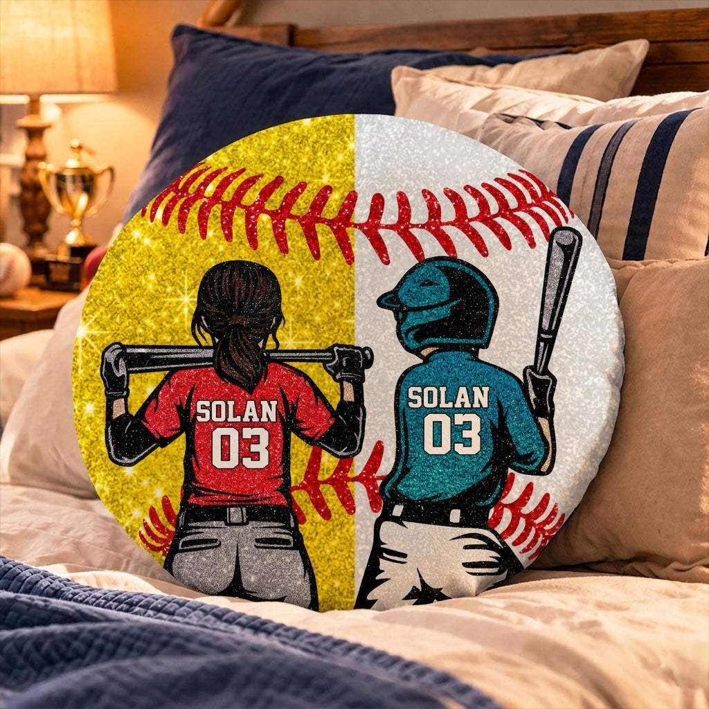 Personalized Baseball Softball Ballpark Player Pillow Custom Name Number Player Gift For Sport Lovers T1807 T24