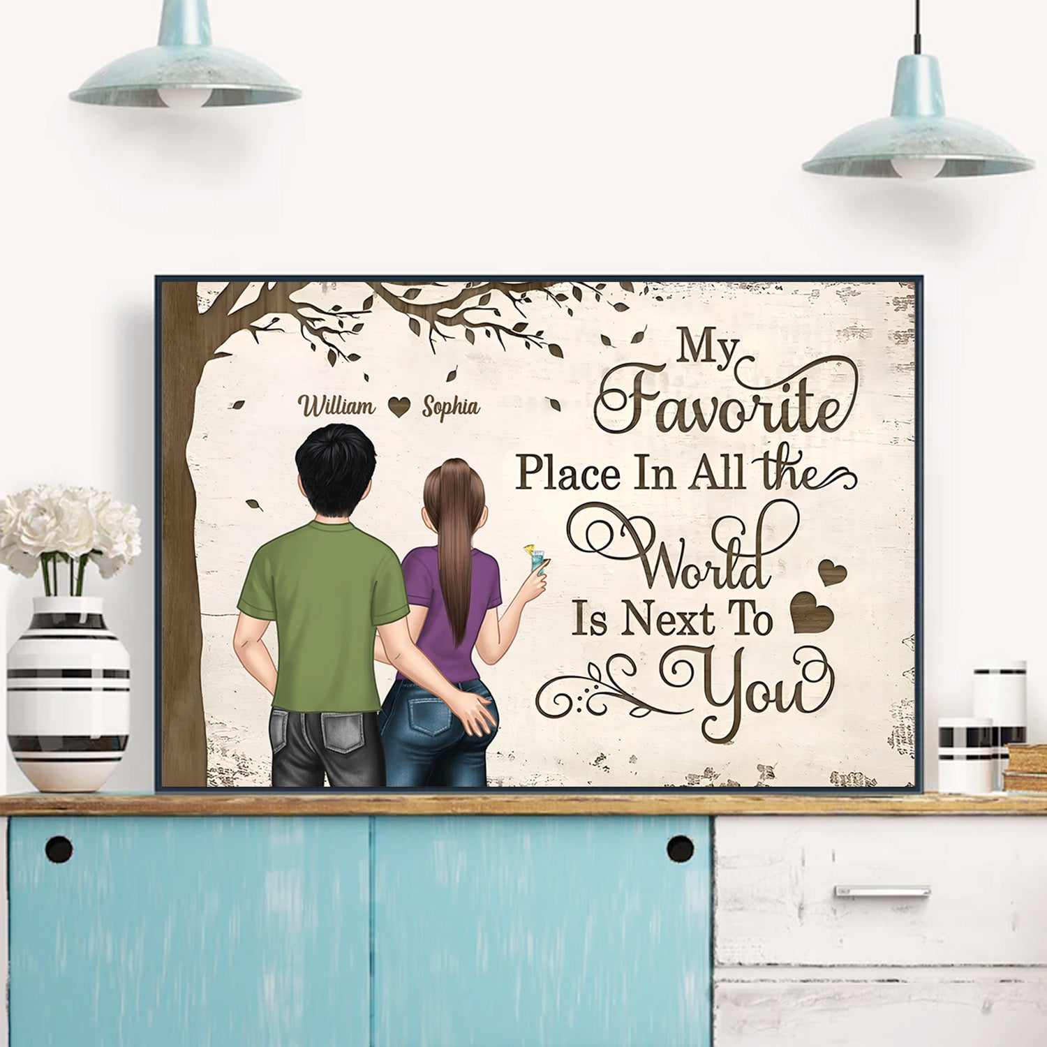 My Favorite Place In The World - Personalized Canvas Gift For Couple VH01