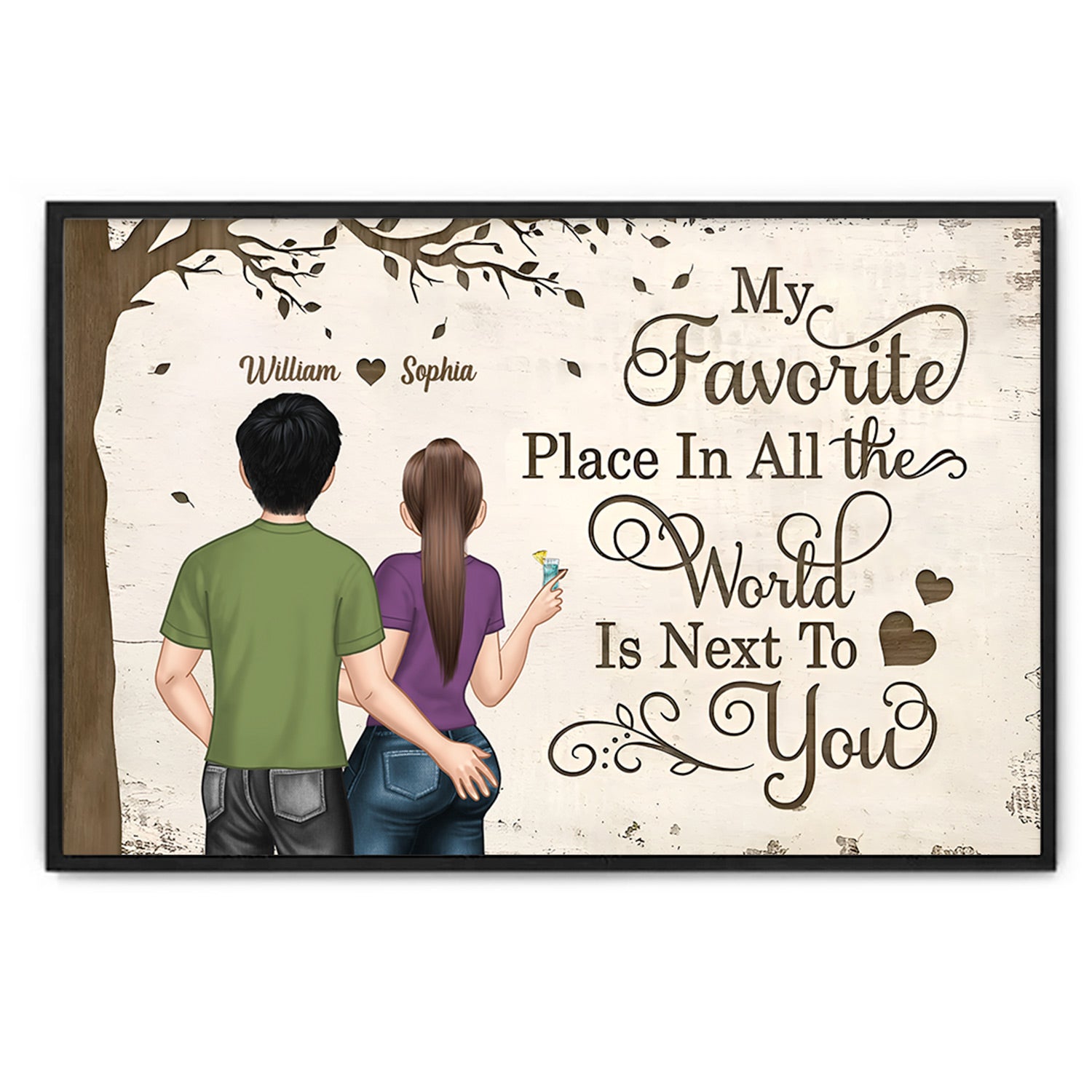 My Favorite Place In The World - Personalized Canvas Gift For Couple VH01