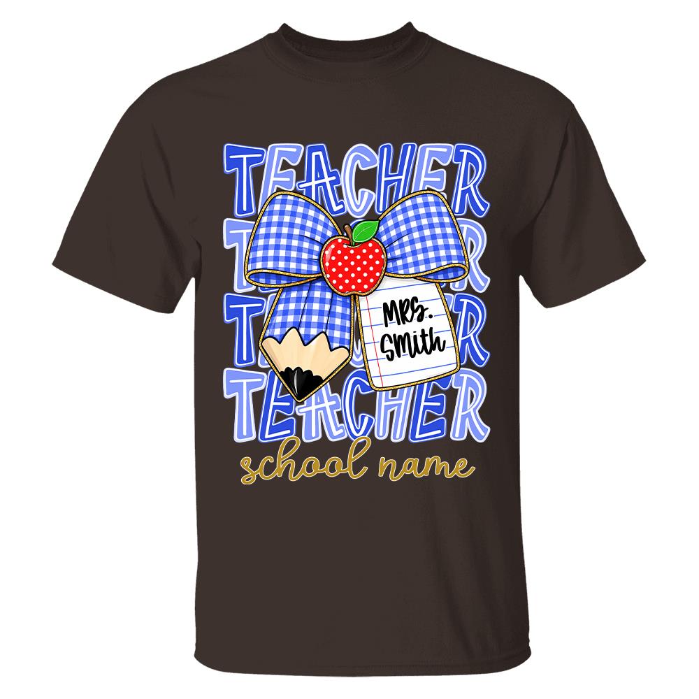 Personalized Coquette Bow Teacher Para Librarian Counselor Appreciation Back to School, Custom Job Title Teacher Name, Gifts For Teacher MI209 Hv01