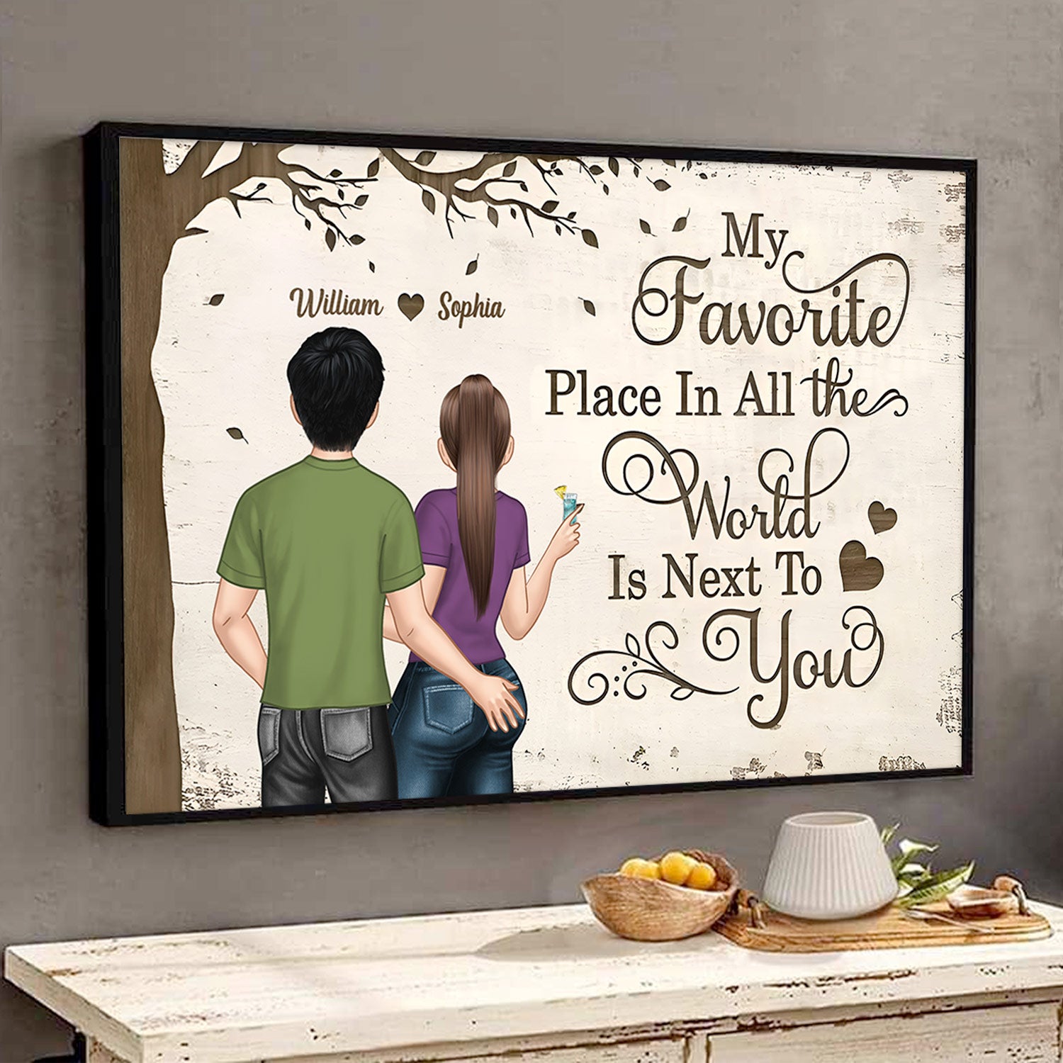 My Favorite Place In The World - Personalized Canvas Gift For Couple VH01
