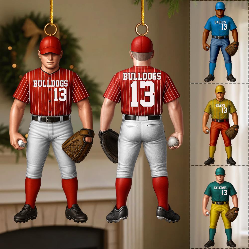 Baseball Player Acrylic Christmas Ornament Custom Name Number Baseball Team Gift Nh00