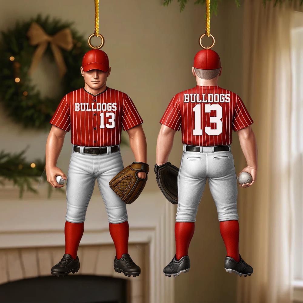 Baseball Player Acrylic Christmas Ornament Custom Name Number Baseball Team Gift Nh00