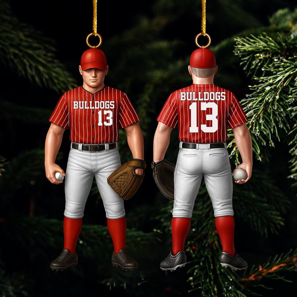 Baseball Player Acrylic Christmas Ornament Custom Name Number Baseball Team Gift Nh00