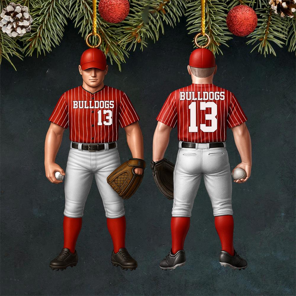 Baseball Player Acrylic Christmas Ornament Custom Name Number Baseball Team Gift Nh00