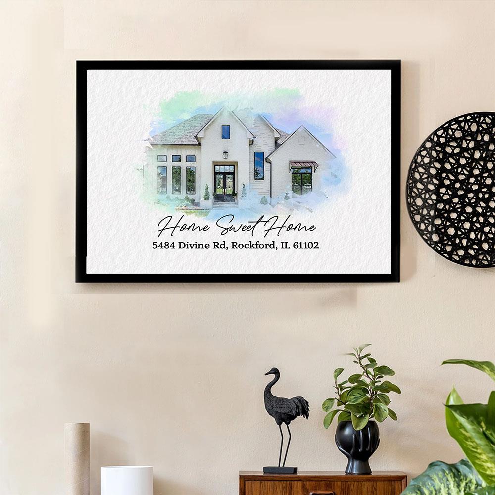 Watercolor Sketch of Your Home | Personalized Digital House Artwork. Custom Thoughtful Housewarming Gift, Unique Poster Wall Art Nh00