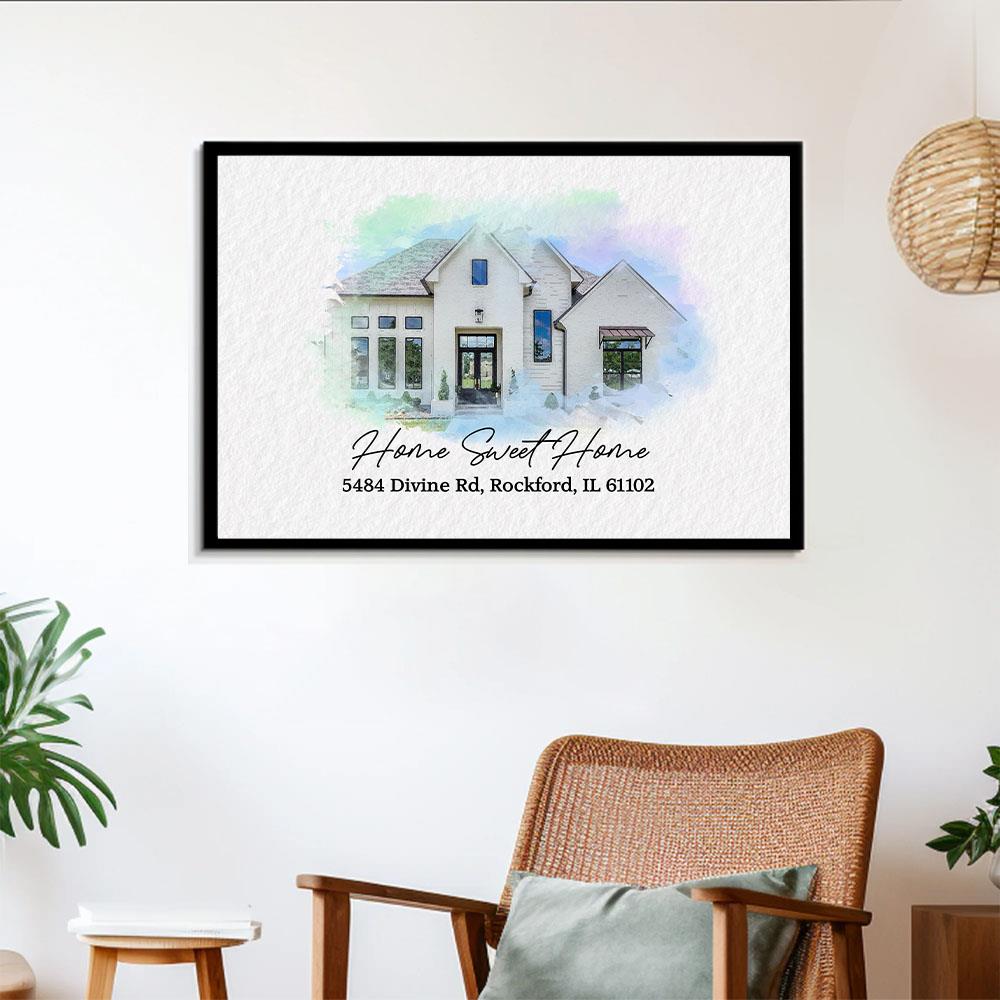 Watercolor Sketch of Your Home | Personalized Digital House Artwork. Custom Thoughtful Housewarming Gift, Unique Poster Wall Art Nh00