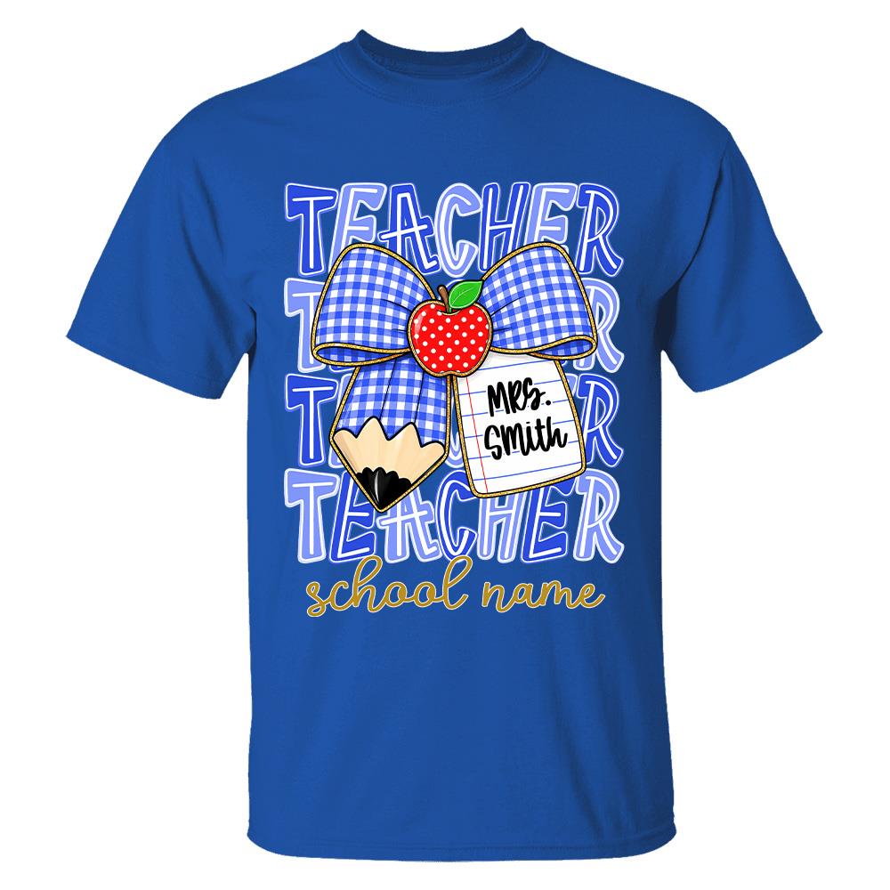 Personalized Coquette Bow Teacher Para Librarian Counselor Appreciation Back to School, Custom Job Title Teacher Name, Gifts For Teacher MI209 Hv01