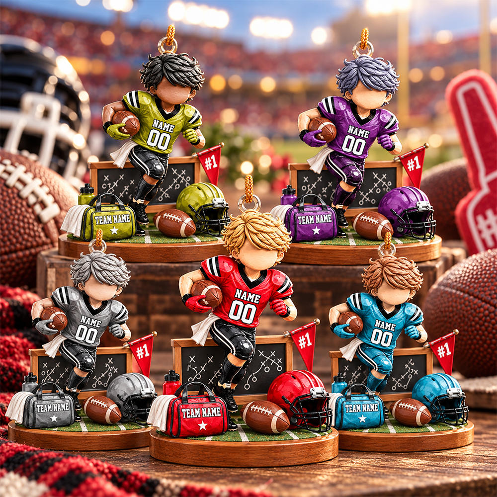 Personalized Just A Boy Who Loves Football Ornament, Custom Player Name & Number Gift, Christmas Keepsake T1807 Hv01