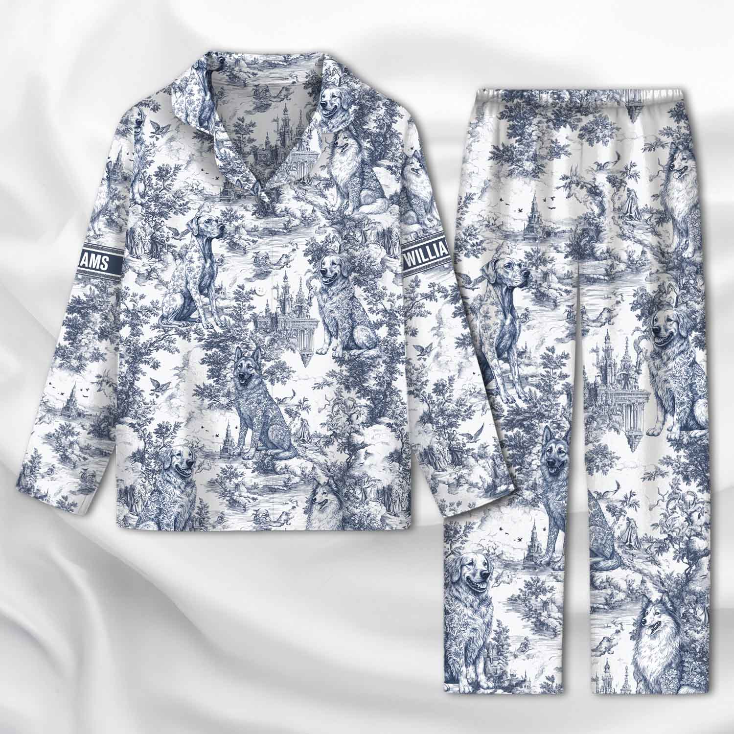 Chinoiserie Toile Dog Mom - Personalized Long Pajamas Set Pt99