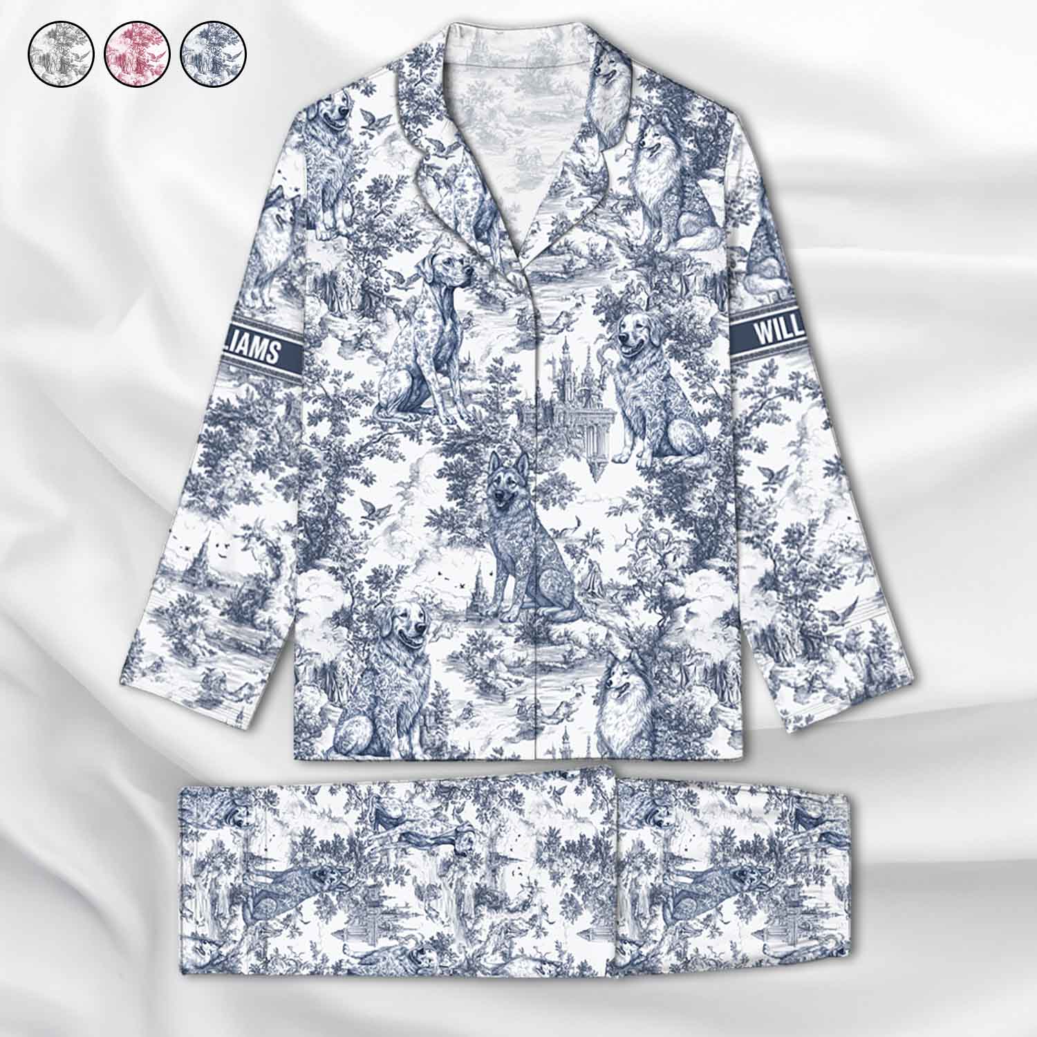 Chinoiserie Toile Dog Mom - Personalized Long Pajamas Set Pt99