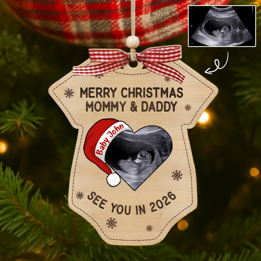 Baby Expecting See You In 2026, Personalized Wooden Ornament,  Mommy Daddy Gift  T1807 Hv01