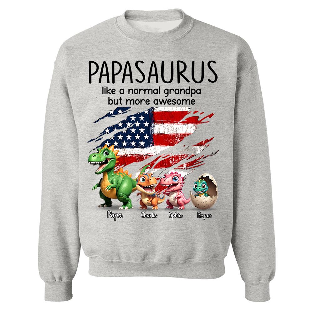 Custom Papasaurus And Kids  Dinosaurs Shirt, Father's Day Gift For Dad Grandpa L0411 Hv01