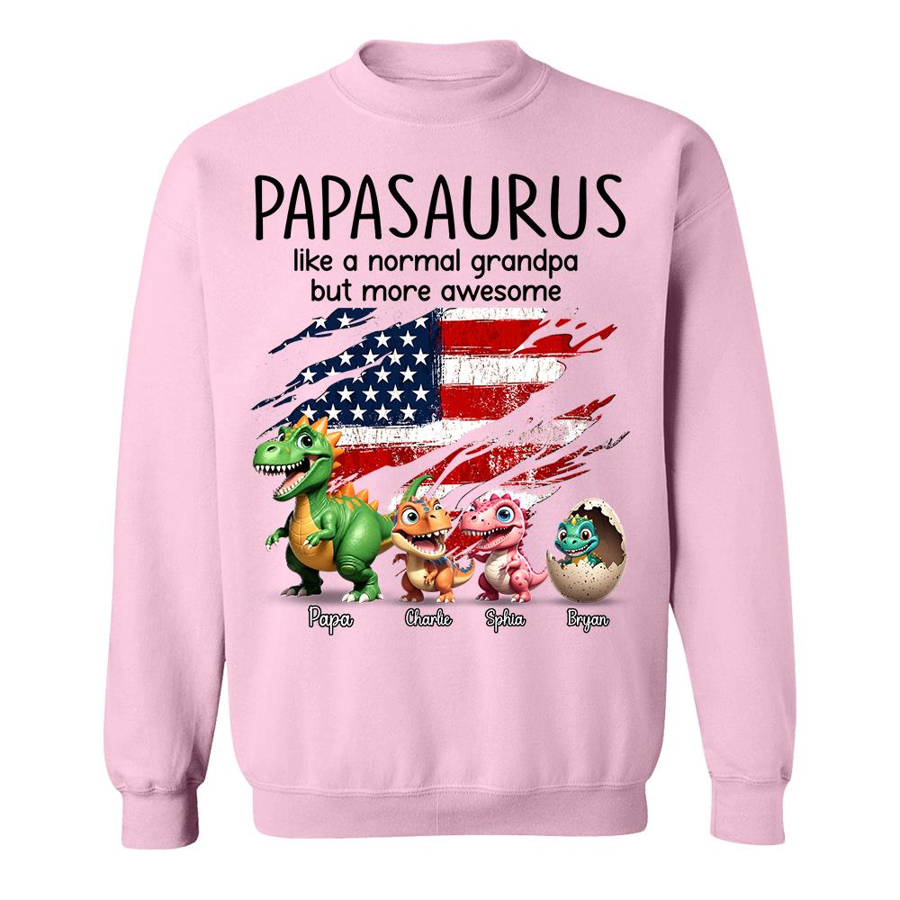 Custom Papasaurus And Kids  Dinosaurs Shirt, Father's Day Gift For Dad Grandpa L0411 Hv01