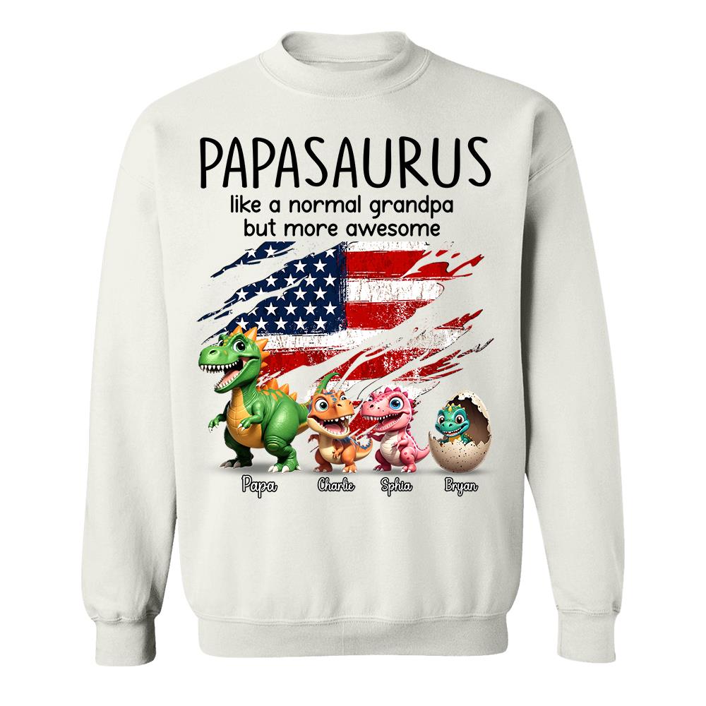 Custom Papasaurus And Kids  Dinosaurs Shirt, Father's Day Gift For Dad Grandpa L0411 Hv01