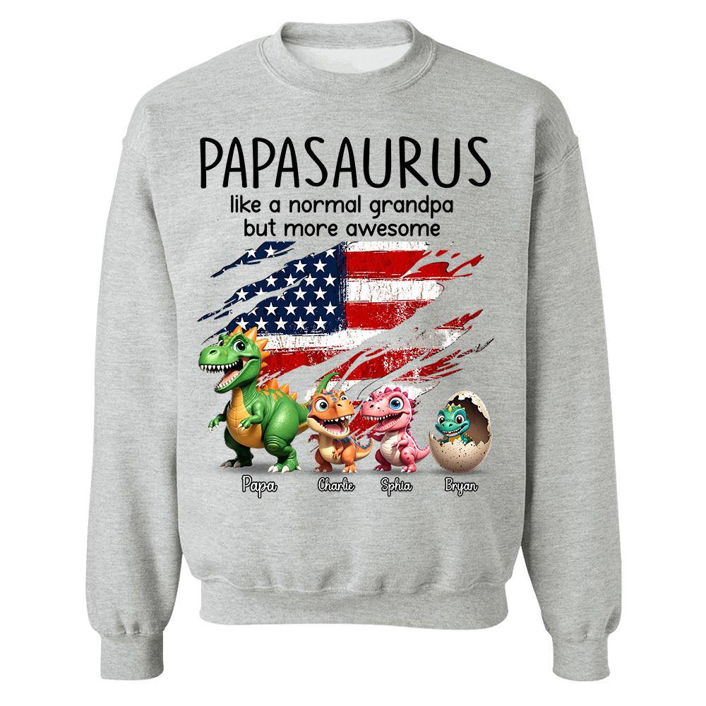 Custom Papasaurus And Kids  Dinosaurs Shirt, Father's Day Gift For Dad Grandpa L0411 Hv01