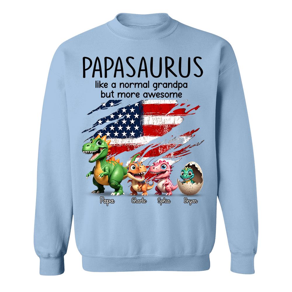 Custom Papasaurus And Kids  Dinosaurs Shirt, Father's Day Gift For Dad Grandpa L0411 Hv01